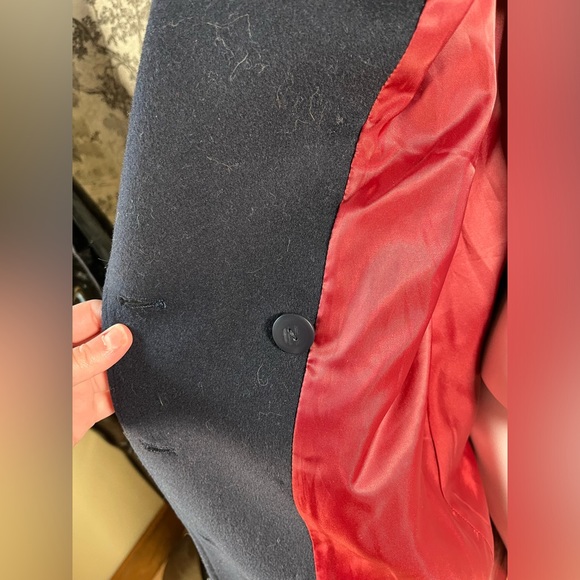 Navy Double-Breasted Wool-Blend Coat - Picture 7 of 10